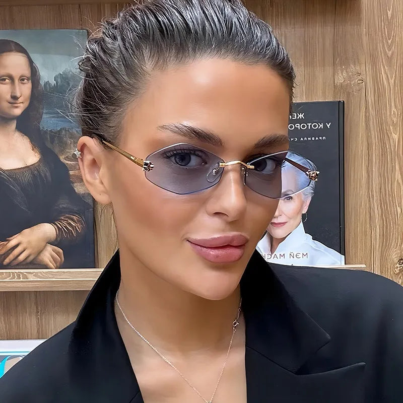 Diamond Edge Rimless Fashion Sunglasses